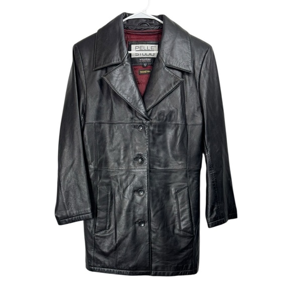 Wilsons Leather Pelle Studio Size Medium Jacket Black 4 Button Thinsulate Liner - Picture 1 of 12